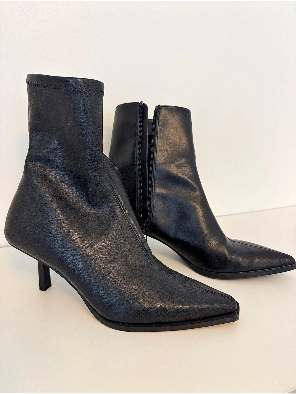 Steve Madden Black Pointed-Toe Heeled Boots EU 38